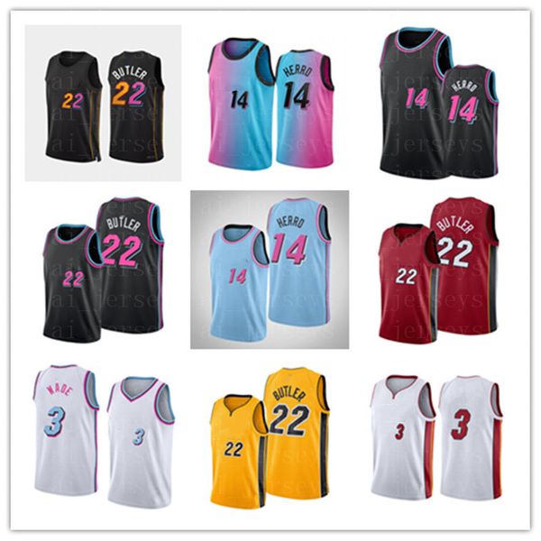 Herren Basketball Wade 3 Butler 22 Herro 14 Adebayo 13 Großhandel genähte Jerseys Fabrik hochwertige Größe S-XXL