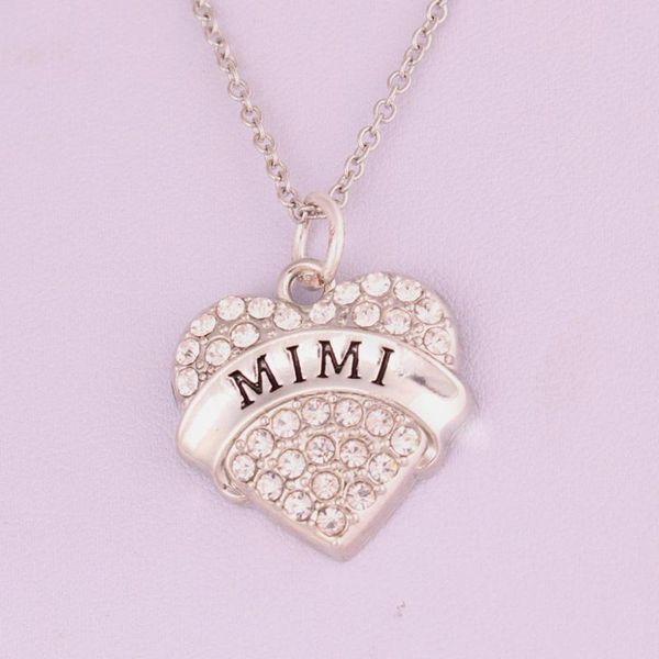 

pendant necklaces women jewelry necklace gift for bff heart charm mimi written crystals mujer moda zinc alloy provide drop, Silver