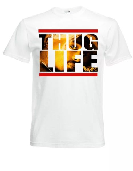 

thug life 2pac white mens t-shirt men rock band tee shirt, White;black