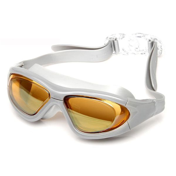 

goggles electroplate large frame swim glasses silicone waterproof swimming comfortable anti-fog uv men women eyeglasses