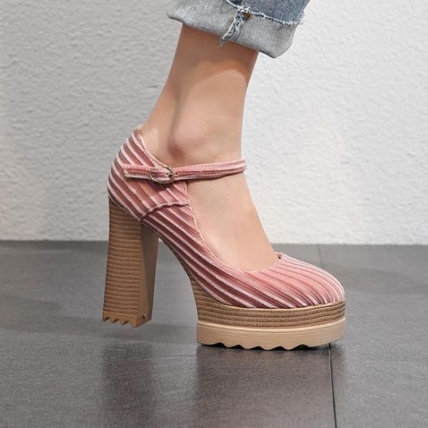 

plataforma, de salto alto, cabea redonda sapatos femininos saltos, Black