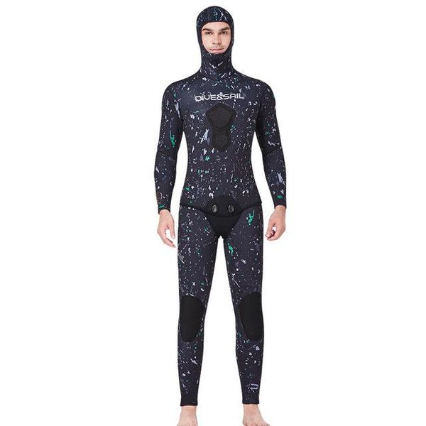 

swim wear 7mm neoprene thick wetsuit men long-sleeved scuba spearfishing hooded diving suit snorkeling surfing winter thermal swimsuit