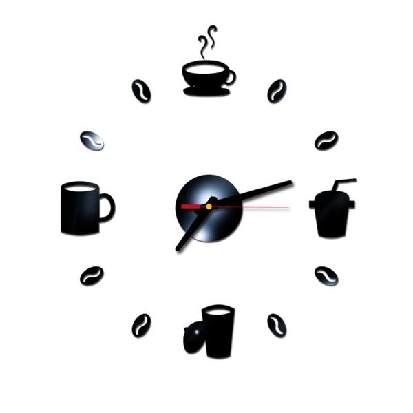 

frameless diy wall mute clock 3d mirror surface sticker home office decor clocks acrylic stickers