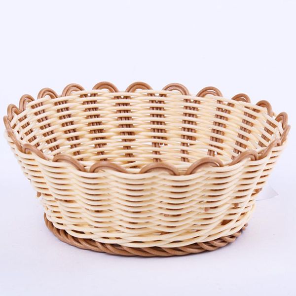 

hanging baskets fruit vegetables storage basket hand-woven kitchen snack organizer imitation rattan plastic lace
