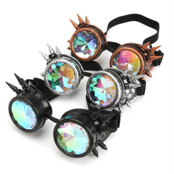 Steampunk Brille Sonnenbrille Männer Frauen Kaleidoskop Rave Festival Holographische Gläser Retro Party Cosplay Goggle Brillen