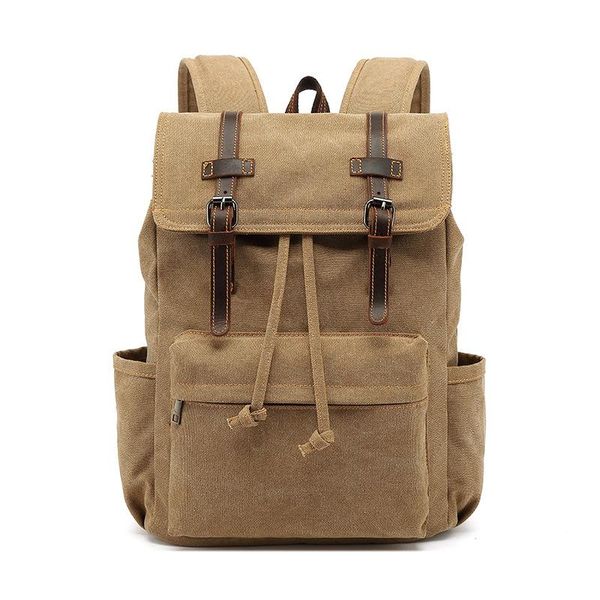 

recyle stylish waterproof genuine leather casual outdoor canvas travel lapdrawstring backpacks bag rucksack backpack