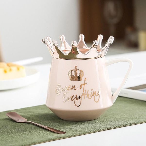 

mugs queen of everything mug with crown lid and spoon ceramic coffee cup gift for girlfriend wife mumr999