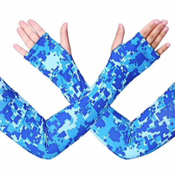 

cycling caps & masks summer outdoor running arm sleeve long fingerless gloves women men finger sleeves uv sun protection breathable armsleev, Black