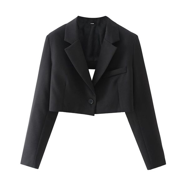 

women's suits & blazers yenkye design women black cropped blazer mujer vintage long sleeve single button female outerwear summer chic, White;black