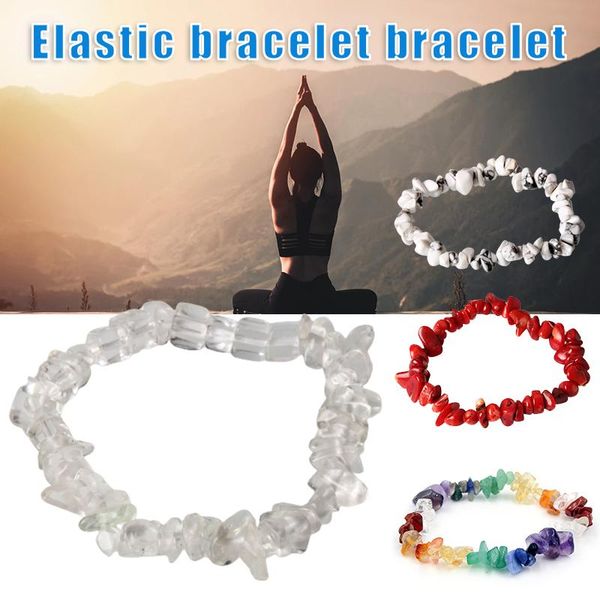 

beaded, strands crystal natural gravel bracelet colorful stone adjustable hand jewelry gift for women girls d88, Black