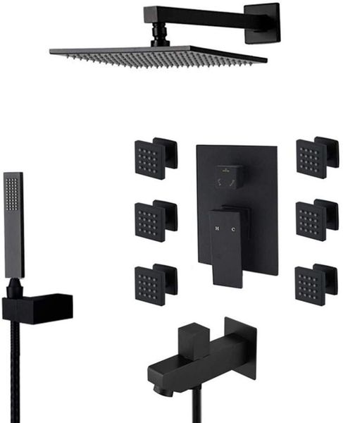 

inch rain shower head with massage body sprays sets complete wall mounted system valve control bathroom