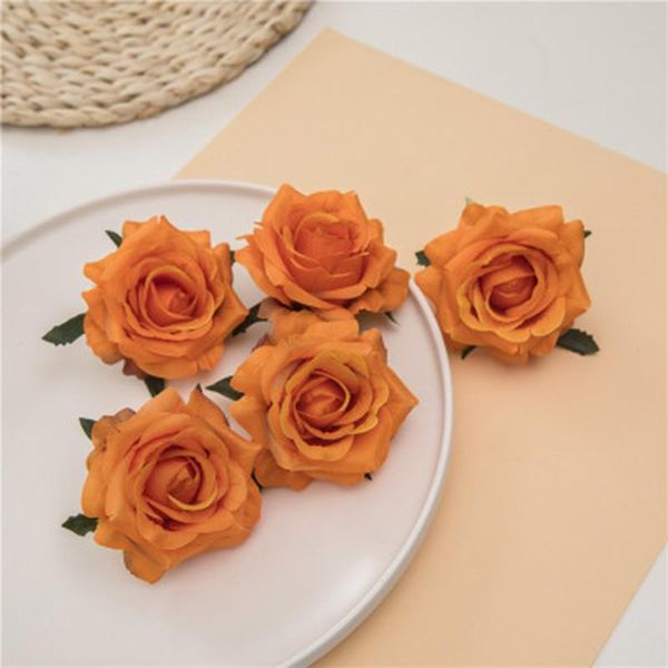 

decorative flowers & wreaths 10pcs artificial roses white silk fake flower faux heads diy wedding home decoration scrapbook acc