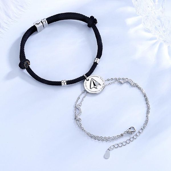 

charm bracelets couple bracelet paper airplane model hand rope selling student long-distance for men women gifts, Golden;silver