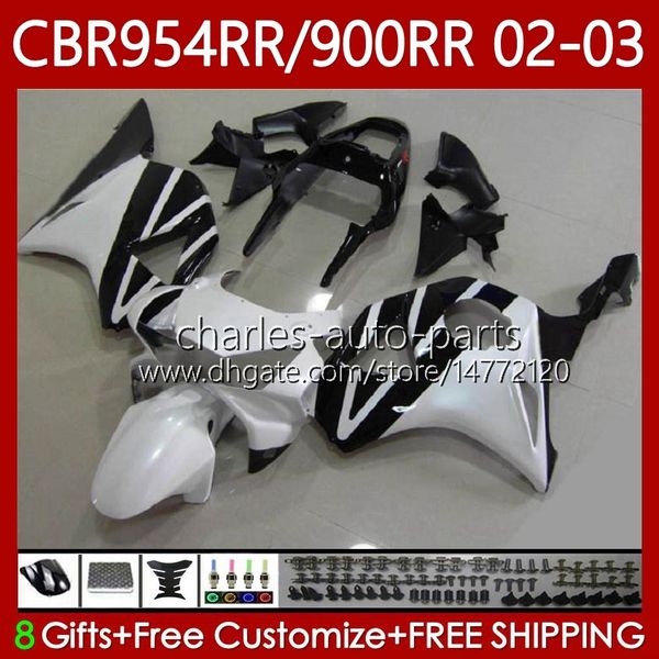 Karosserie-Kit für HONDA CBR900 CBR954 RR CBR 954 900 RR CC 2002 2003 Karosserien 61No.73 CBR 900RR 954RR 900CC Weiß Schwarz 02-03 CBR954-RR CBR900RR CBR954RR 02 03 OEM-Verkleidung