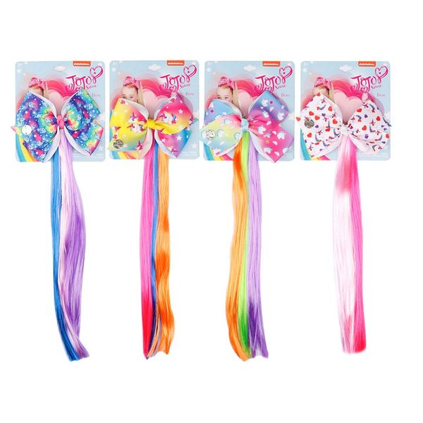 Boom2016 Boom2016 Dhl Jojo Siwa Fermaglio per capelli a coda di cavallo per ragazze Fiocchi per capelli con stampa di cartoni animati di unicorno con accessori per parrucche colorate