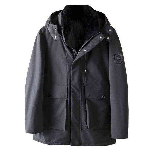 

rex rabbit fur collar down et men's winter thickened hat off stand b0213, Black