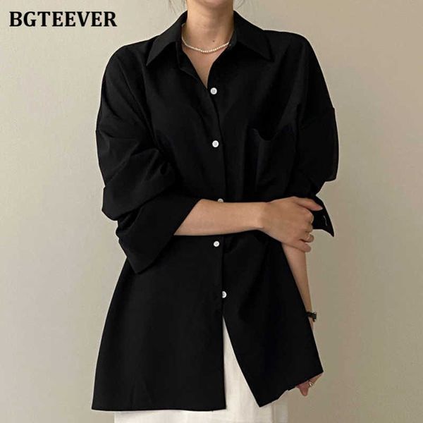 

women's blouses & shirts blouses chic single-breasted pocket women casual loose long sleeve female spring ladies blusas jk0z, White