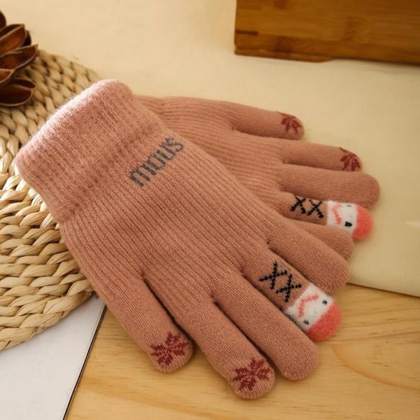 

hats, scarves & gloves sets 1 pair ladies knitted cartoon printing screen touching comfortable high elasticity thickening winter for going o, Blue;gray