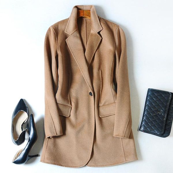 

women's wool & blends high luxury goods cow on big thousands of double loose long coat in qiu dong female cloth, Black