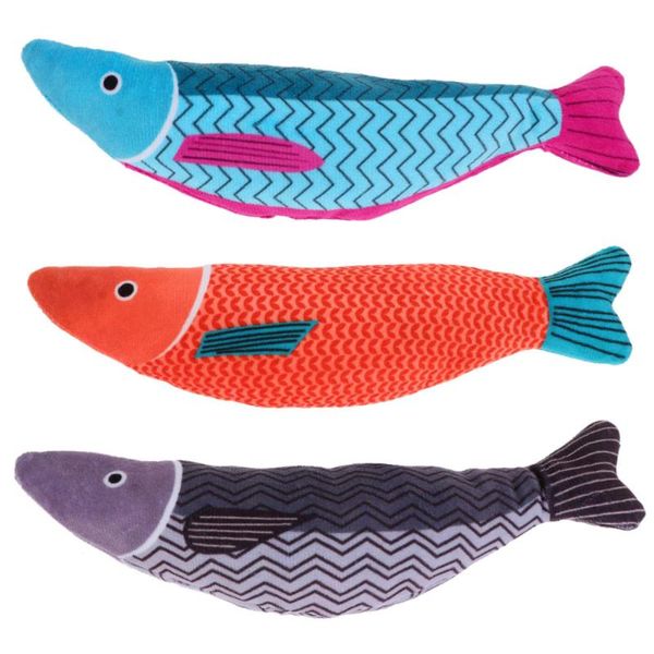 

3pcs catnip cat teaser simulated saury fish squeaky plush toys