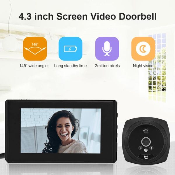 

doorbells pir motion sensor 4.3 inch visual intercom doorbell night vision phone video message camera door bell ring monitor