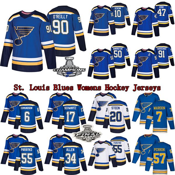 

90 ryan o'reilly st. louis blues womens hockey jerseys 50 binnington 91 vladimir tarasenko 17 schwartz 18 robert thomas, Black;red