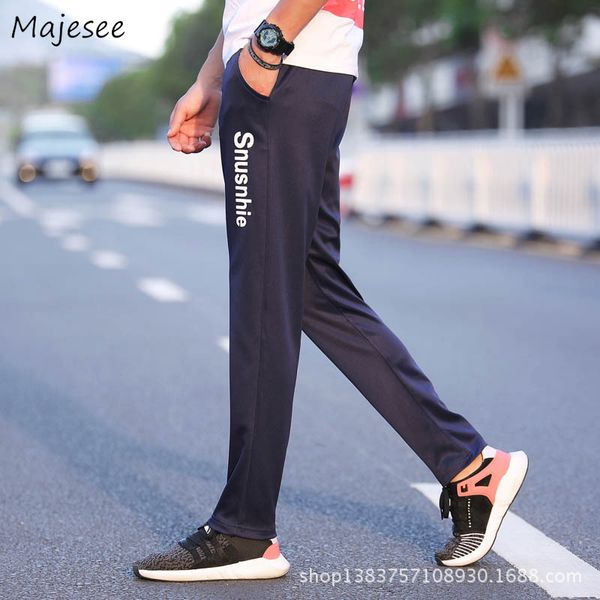 

Pants Men 2021 Thin Full Length Plus Size Letter Printed Simple All-match Slim Pockets Sweatpants Mens Students Soft Trouser, Blue