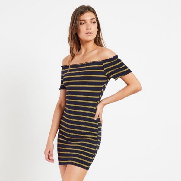 

fashion dress striped knitted women's short sleeve slim skirt, White;black