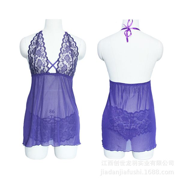 

Fat Woman's Underwear with Big Neck, Sexy Mesh Lace, Nightdress, Ladies' Pajamas, Black;white