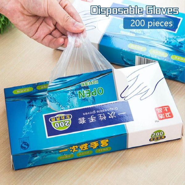 

disposable gloves 200pcs/box transparent plastic one-off bbq cooking for household sanitary cleaning