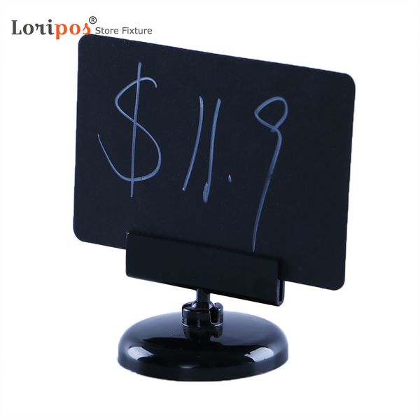

store price tag holder table label holds signs up round base - black | loripos