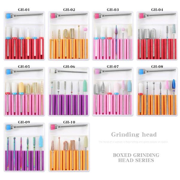 

7pcs ceramic bits nail drill bit set with cleaning brush high-quality durable d5bf art equipment, Silver