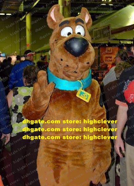 

charmful brown dog scooby doo mascot costume mascotte with black large nose cartoon character fancy dress no.51 ship, Red;yellow