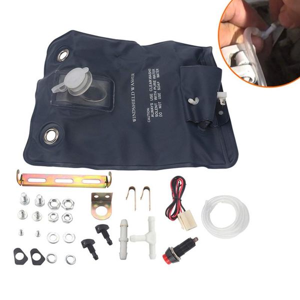 

car cleaning tools washer pump - 12v universal windshield bag kit, automotive windscreen window bottle for classic cars