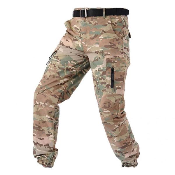 

men's pants wear resistant trendy camouflage print cargo men sports high waist for jogging, Black