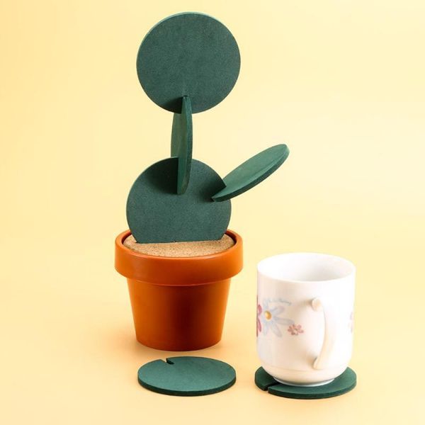 Matten Pads Weiche Eiche Tee Untersetzer Kaffee Pad Geschirr DIY Gericht Tablett Rutschfeste Matte Tisch Tischsets Kaktus Küche zubehör