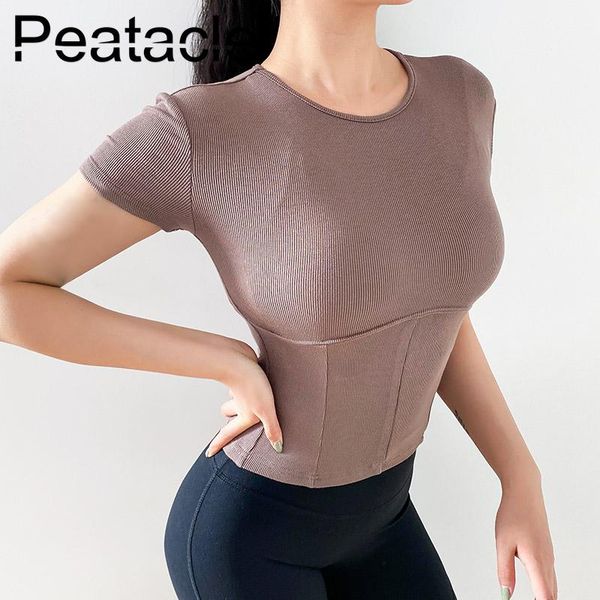 

peatacle high elastic thread short sleeve sports t-shirt slim yoga shirt comfortable fitness running gym workout clothing outfit