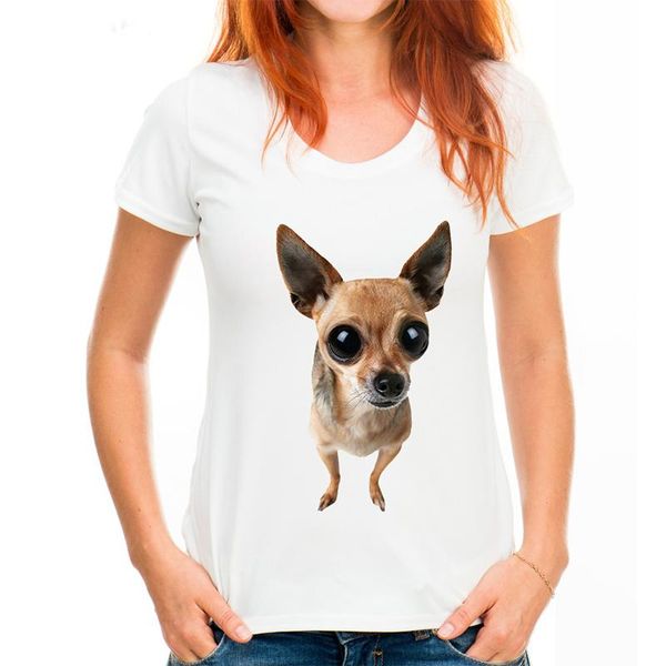 

women's t-shirt women customize big eye cute pet dog print summer o-neck short sleeve tees harajuku streetwear, White
