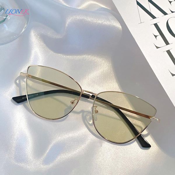 

sunglasses lionlk fashion metal cat eye women's retro butterfly girl glasses uv400 uv protection 2021 black pink, White;black
