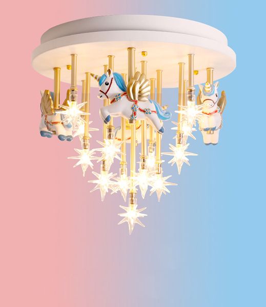 Merry Go Round Shape Led Cute Bedroom Lights For Girls Baby Room Light Lighting Lampadario Kds