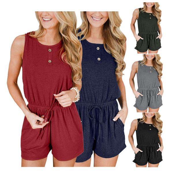 

spring and summer shorts women's fashion short sleeve casual strap jumpsuit, Black;white