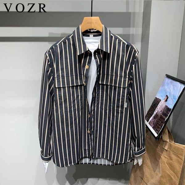 

men's trend loose spring striped joker pretty ruffian shirt, White;black