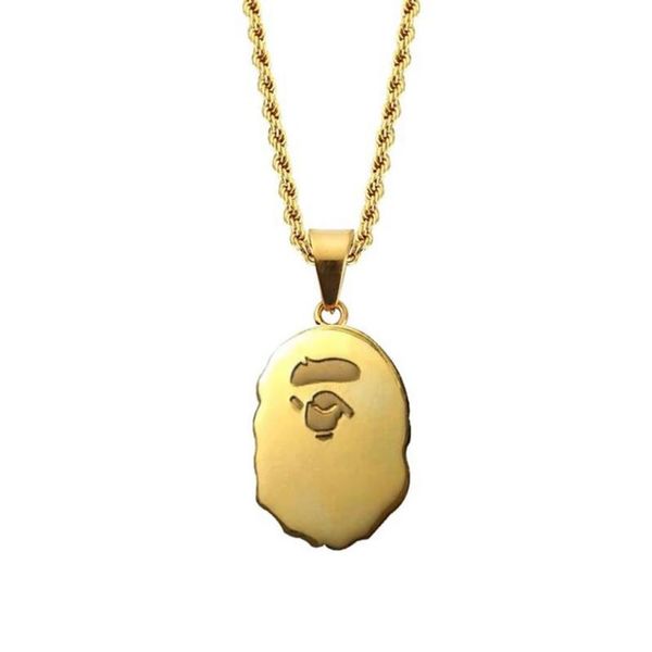 Ketten Edelstahl Gold Hip Hop Japanische Hundemarke Anhänger Halskette Street Dance Schmuck Geschenk für Ihn mit Seilkette