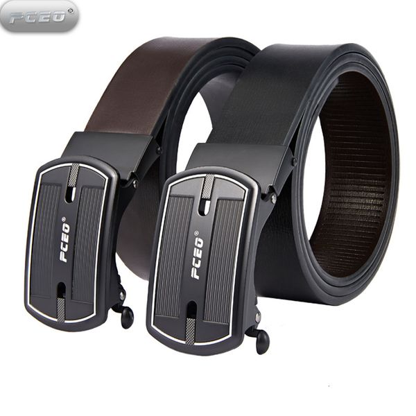 

2021 new leather belt for men's automatic buckle korean youth business two layer men, Black;brown