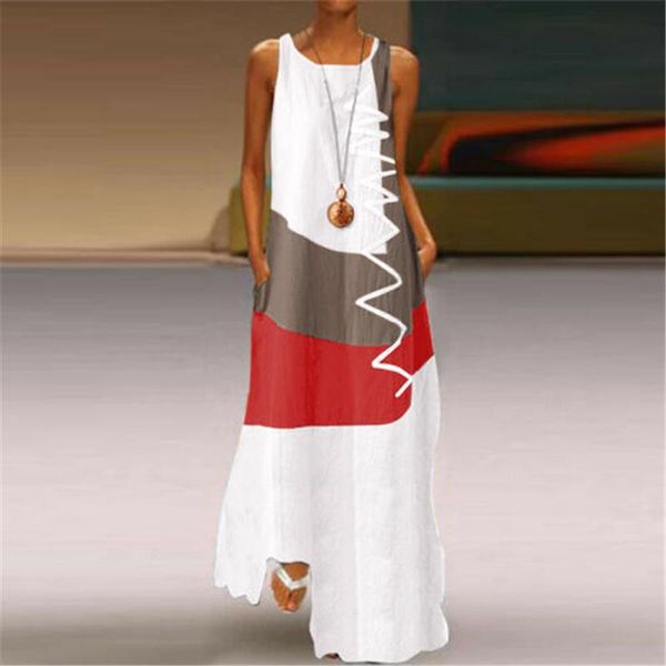

patchwork sleeveless dress women summer casual cotton tunic vestido robe sundress elegant female clothing plus size shirt dresses, Black;gray