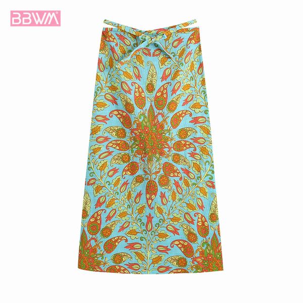 

summer style female high-waisted midi printed cape skirt ethnic style holiday chic women's skirt 210507, Black