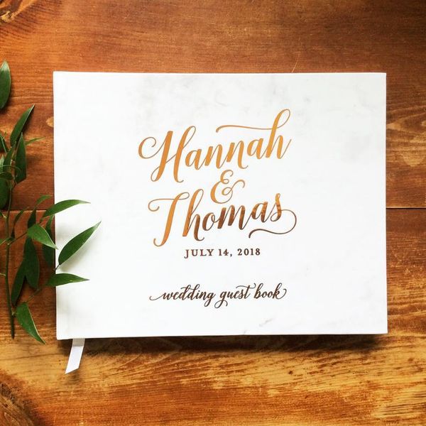 

custom copper modern calligraphy wedding guestbook journals, bridal shower guest book pobooth instant po books other event & party su suppli