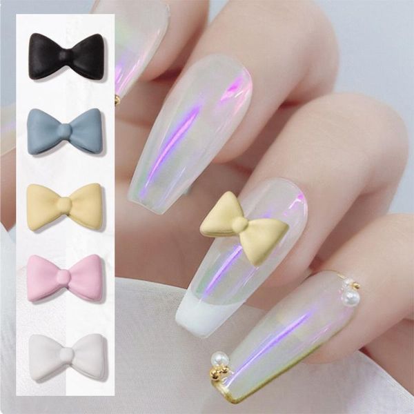 

fairy frosted bowknot nail art decoration elegant charms bow nails jewelry japanese style 3d manicure accessories decorations, Silver;gold