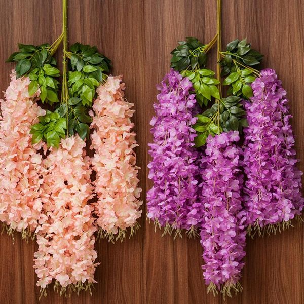

decorative flowers & wreaths 12pcs artificial wisteria vine silk garland arch hanging plant wedding home garden party wall decoration