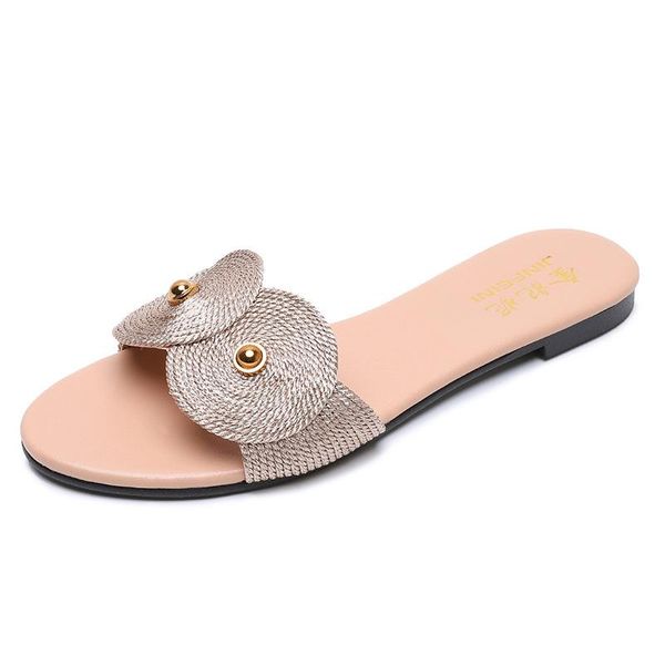 

summer women rivet individual knit slippers female fashion flats slides big size ladies casual beach, Black